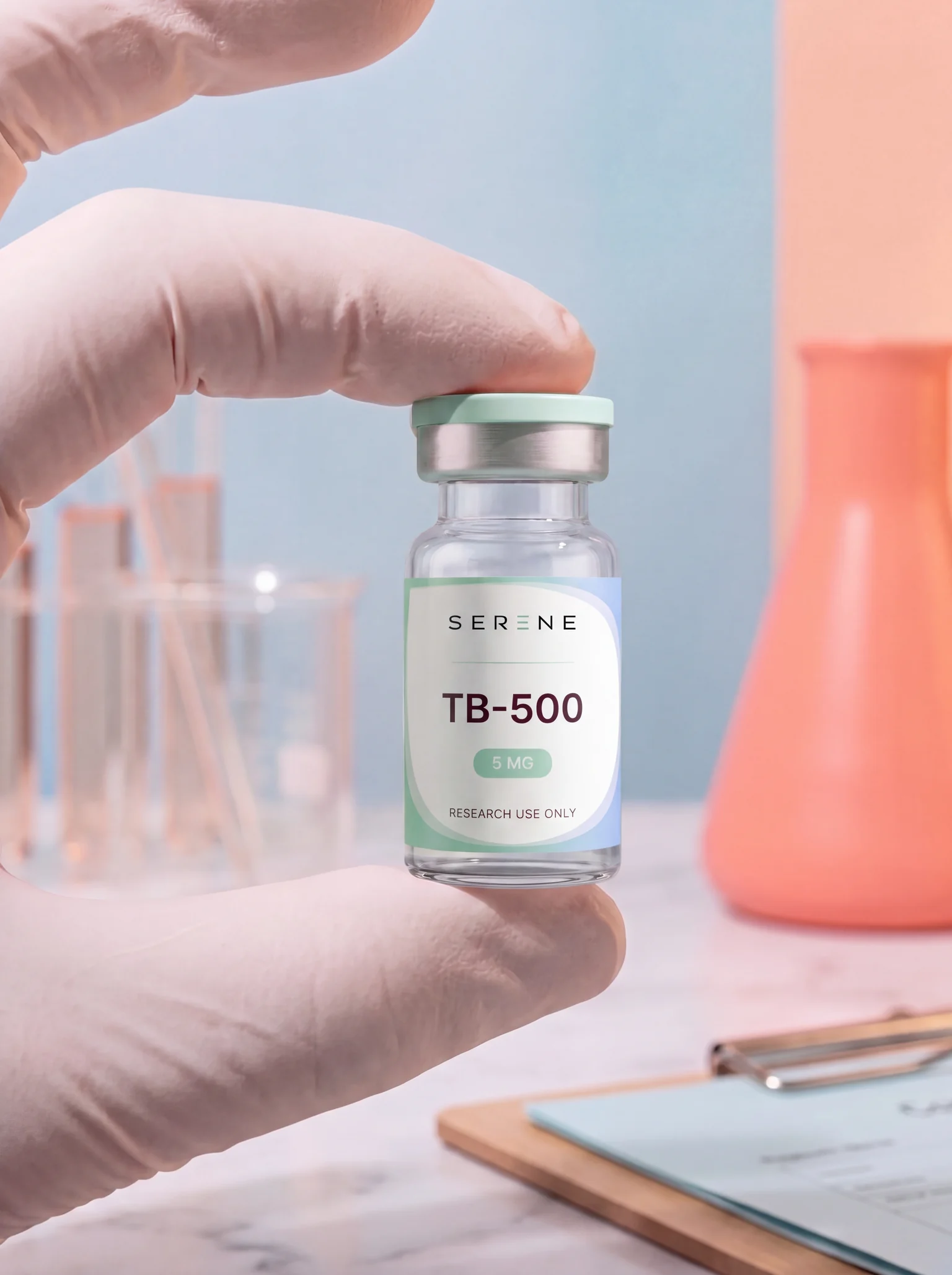 Serene researcher inspecting a SR-3RT vial